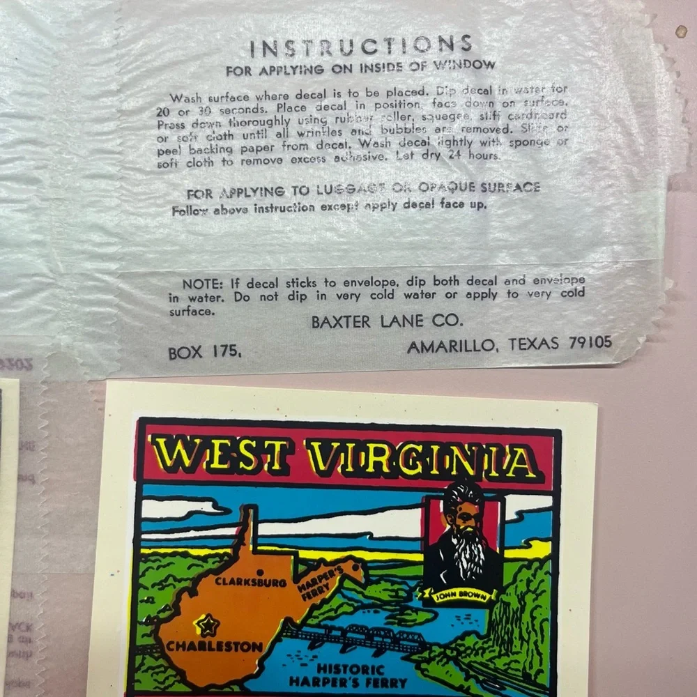 Vintage America State Map Stickers Decals for RV campers camping memorabilia